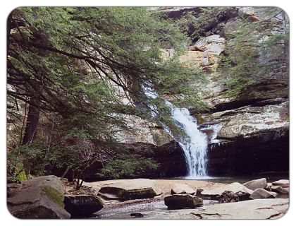 Cedar Falls State Park is within a short drive from Hocking Country Vista Cabins 