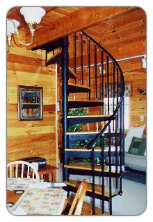 Spiral Stairway to loft bedroom