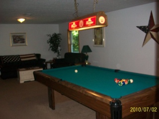 Pool table in game room