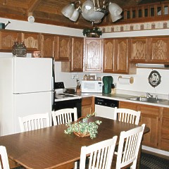 The Kitchens are fully equipped at the Cabins in the Pines